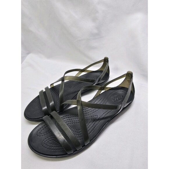 Crocs Isabella Strappy Jelly Sandals Womens 8 Black Slip On - Picture 2 of 7